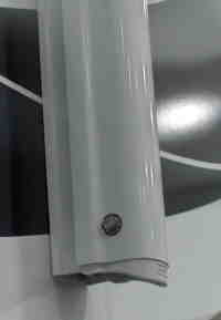 Photo of A&E Power Awning showing the lower end of the right support arm.